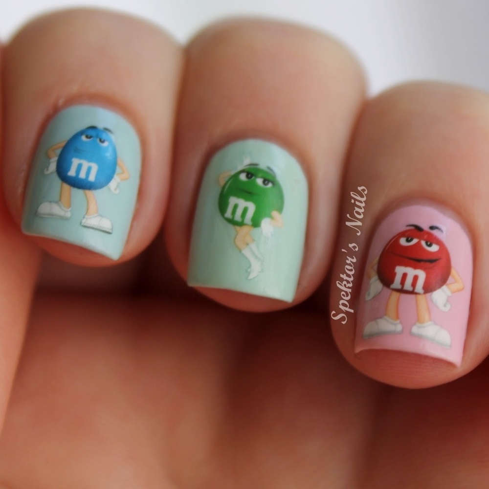 M&M Candy Character- Nail Art Decal -k157